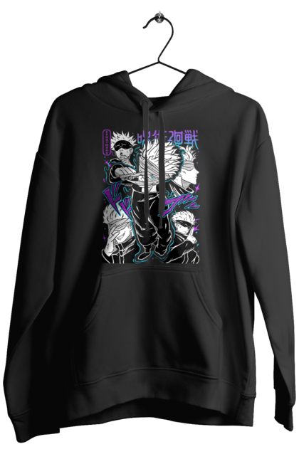 Men's hoodie with prints Jujutsu Kaisen Gojo. Anime, dark fantasy, gojo, jujutsu kaisen, magic battle, manga, mystic. 2070702