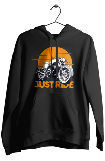 Чоловіче худі з принтом "Мотоцикл, Просто Їдь". Дорога, їзда, мотоцикл. 2070702