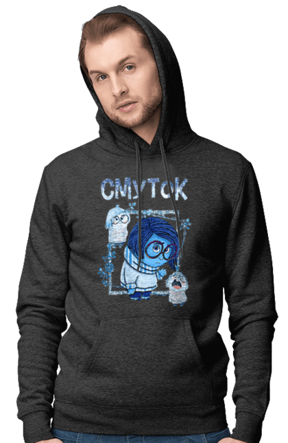 Men's hoodie with prints Inside Out Sadness. Cartoon, emotions, inside out, pixar, sadness. 2070702