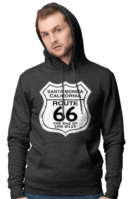 Чоловіче худі з принтом "Route 66". Байк, байкер, байкер клуб, брат, брати, брутал, гарячий асфальт, гарячий кінь, гарячий стрижень, дорога 50, дорога 66, дорога 80, дороги америки, дороги україни, жага швидкості, клуб байкерів, мотоцикл, мотоцикліст, справжній чоловік, чувак, швидкість. 2070702