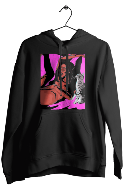 Чоловіче худі з принтом "Дівчина Отримує Задоволення". Гола, задоволення, кішка, пристрасть. 2070702