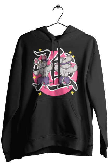 Men's hoodie with prints Demon Slayer Uzui Tengen's mice. Anime, demon slayer, kimetsu no yaiba, manga, mice, serial, tengen, tengen uzui, uzui. 2070702