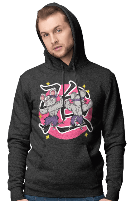 Men's hoodie with prints Demon Slayer Uzui Tengen's mice. Anime, demon slayer, kimetsu no yaiba, manga, mice, serial, tengen, tengen uzui, uzui. 2070702