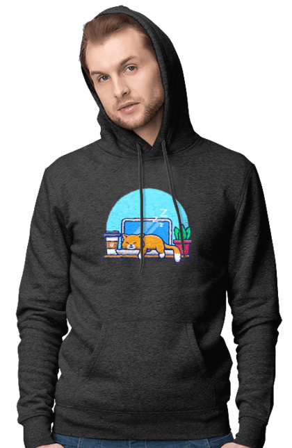 Чоловіче худі з принтом "Кіт програміст". Angular, c, css, html, it, javascript, jquery, php, python, react, svelt, vue, айтишник, айті, гумор, код, кодувати, прогер, програміст, програмісти, ти ж, ти ж програміст, тиж програміст. 2070702