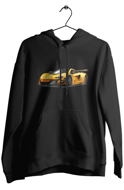 Men`s hoodie with prints Sports car. Car, sport, sports car, yellow car, yellow sports car. 2070702