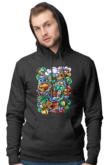 Чоловіче худі з принтом "Канікули відпочинок арт". Відпочинок, канікули, літо, море, пляж, подорож. 2070702