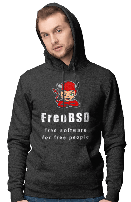 Чоловіче худі з принтом "Freebsd Для Вільних". Bsd, freebsd, unix, адміністратор, айті, айтішник, безкоштовна, безкоштовно, бестія, білий, вільна, демон, демонесса, доступність, незалежність, операційна система, ос, програміст, програмне забезпечення, свобода, сисадмін, система, системний адміністратор, софт, текст, червоний. 2070702