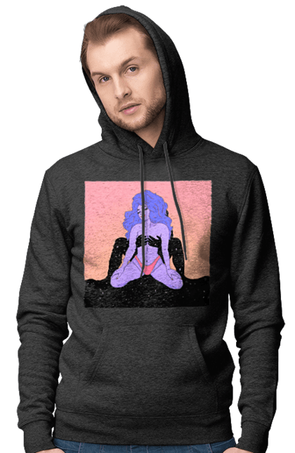 Чоловіче худі з принтом "Фіолетова Дівчина В Трусиках". Інопланетянка, у трусах. 2070702