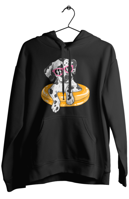 Чоловіче худі з принтом "Далматинець Плаває У Колі". Далматинець, окуляри, плавати, собака. 2070702