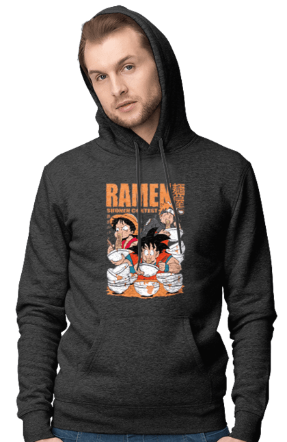 Men's hoodie with prints Ramen. Anime, characters, food, goku, luffy, manga, naruto, ramen. 2070702