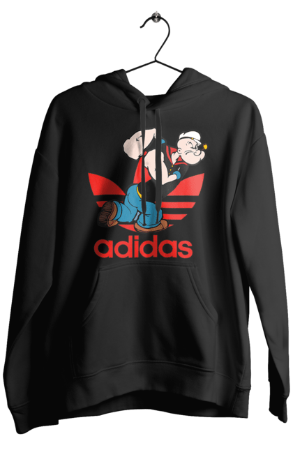 Чоловіче худі з принтом "Adidas Моряк Попай". Adidas, popeye the sailor, адідас, комікс, моряк, мультфільм, серіал, трубка. 2070702