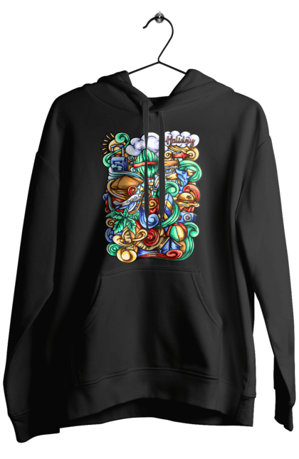 Чоловіче худі з принтом "Канікули відпочинок арт". Відпочинок, канікули, літо, море, пляж, подорож. 2070702