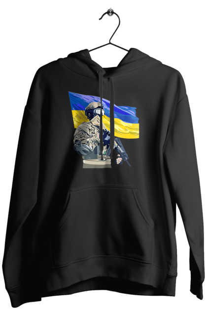 Чоловіче худі з принтом "ЗСУ | Прапор". Війна, герб, збройні сили україни, зсу, патріотична, прапор україни, русский военный корабль, україна, українська символіка, флаг. 2070702