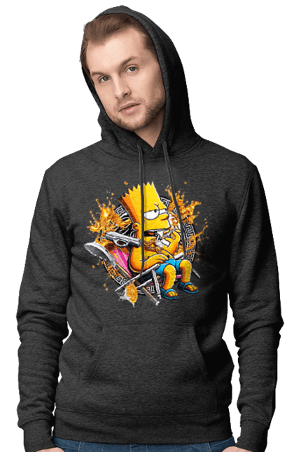 Men's hoodie with prints Bart Simpson Versace. Bart, cartoon, serial, simpson, versace. 2070702