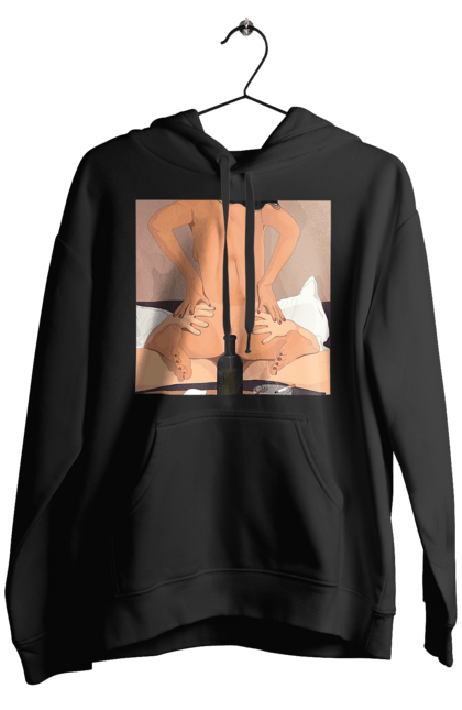 Чоловіче худі з принтом "Гола Дівчина, Пляшка І Сигарети". Гола, зверху. 2070702