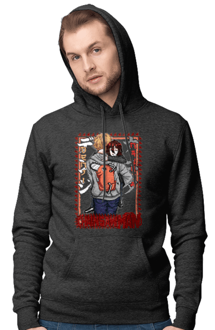 Men's hoodie with prints Chainsaw Man Denji and Nayuta. Anime, chainsaw man, demon, denji, manga, nayuta, shonen. 2070702