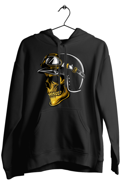 Чоловіче худі з принтом "Череп в мотошоломі". Крутий, очі, череп, шолом. 2070702