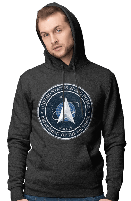 Men's hoodie with prints United States Space Force. Emblem, political, politics, space, space force, space travel, united states, ussf. 2070702