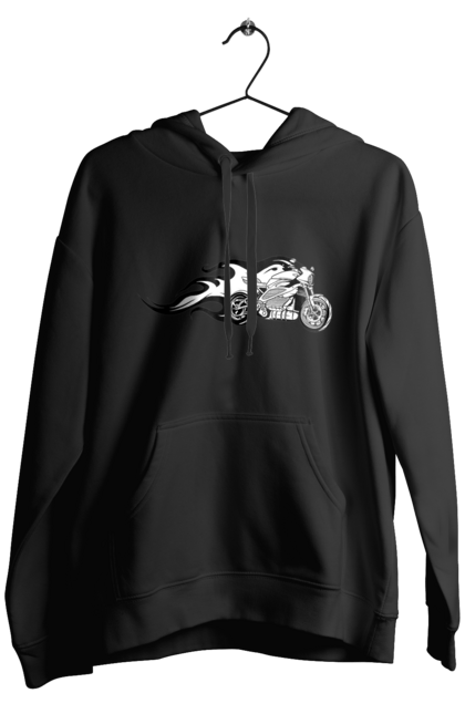 Чоловіче худі з принтом "Мотоцикл Вогонь". Мото, мотоцикл, огонь. 2070702