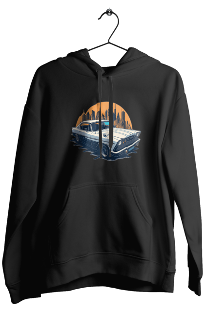 Чоловіче худі з принтом "Вінтажне зображення авто". Автомобіль, вінтажне зображення, місто. 2070702