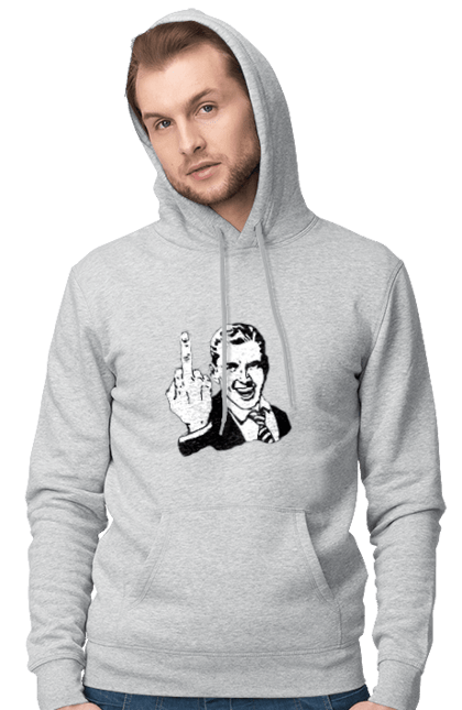 Чоловіче худі з принтом "Fuck". Fuck, палец, рука, фак. PrintMarket - інтернет-магазин одягу та аксесуарів з принтами плюс конструктор принтів - створи свій унікальний дизайн