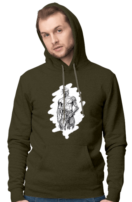 Men`s hoodie with prints Cyborgs of ukraine. Cossack, cyborg, forelock, patriot, pistol, ukrainian, vusa, zbroya. 2070702