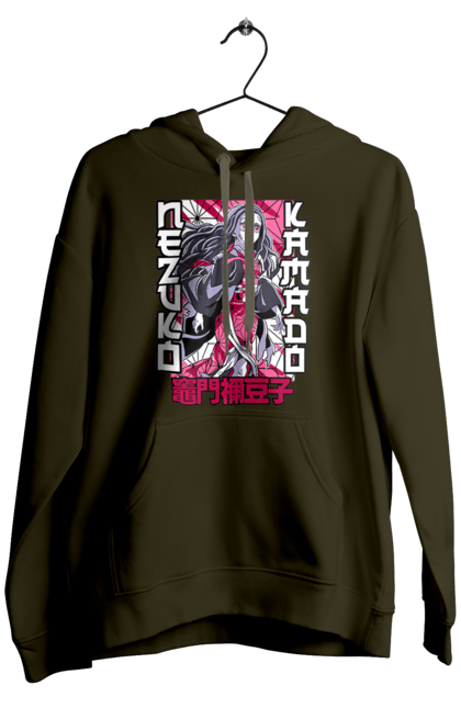 Men's hoodie with prints Demon Slayer Nezuko. Anime, demon slayer, kimetsu no yaiba, manga, nezuko, serial. 2070702