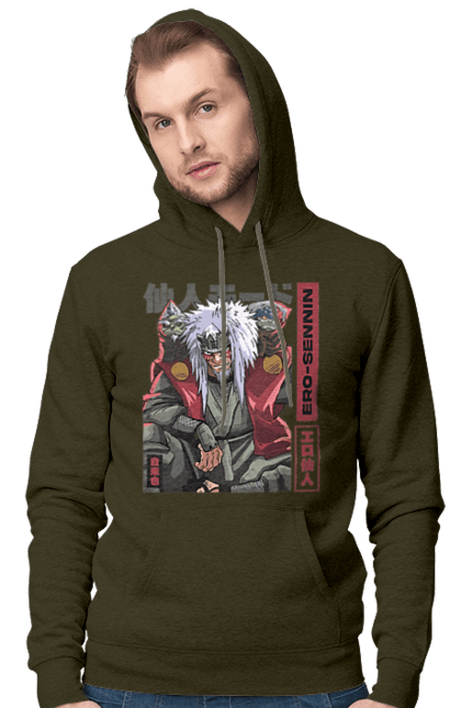 Men's hoodie with prints Naruto Jiraiya. Anime, hokage, jiraiya, manga, naruto, shinobi, shonen. 2070702