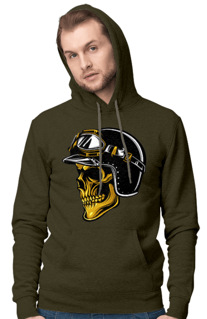 Чоловіче худі з принтом "Череп в мотошоломі". Крутий, очі, череп, шолом. 2070702