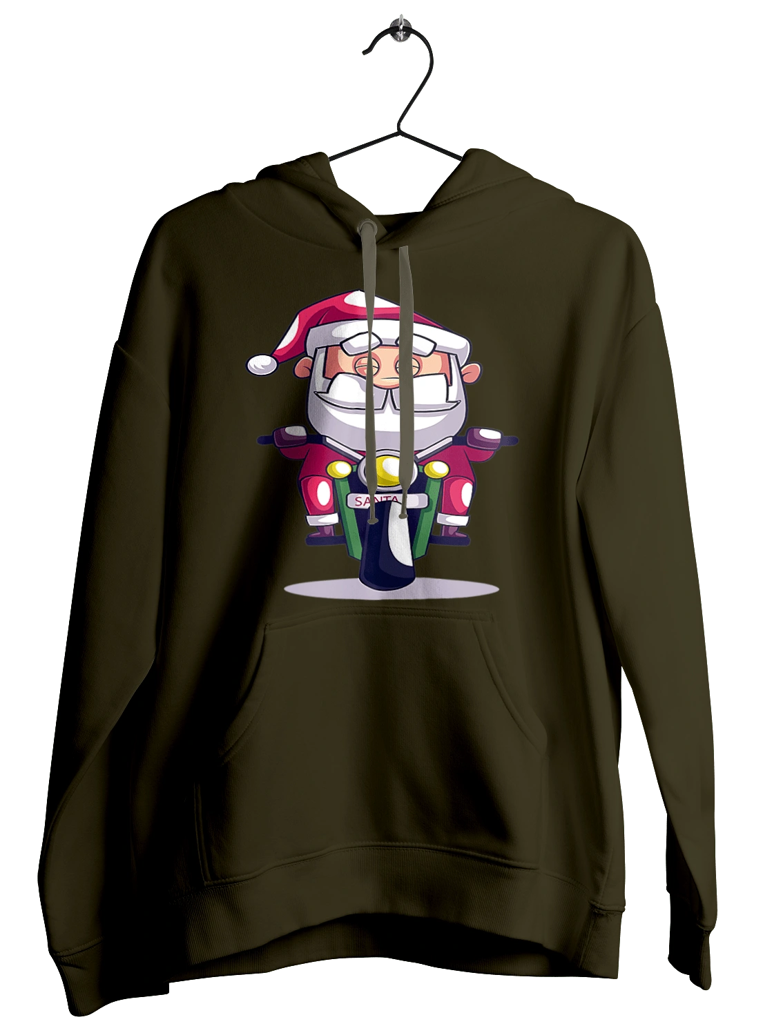 Happy Santa on a motorcycle