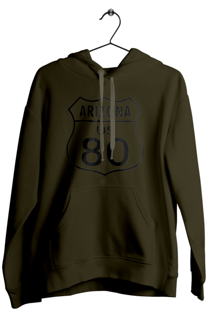 Men`s hoodie with prints Route 80. Bike, biker, biker club, bikers club, brother, brutal, dude, hot asphalt, hot horse, hot rod, motorcycle, motorcyclist, real man, road 50, road 66, road 80, roads of america, roads of ukraine, roads we choose, speed, take, thirst for speed. 2070702