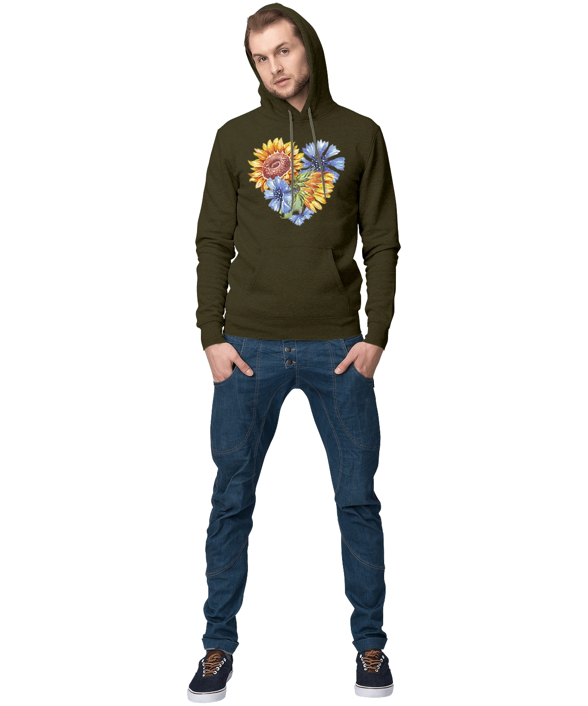 The heart is sunflowers and violets