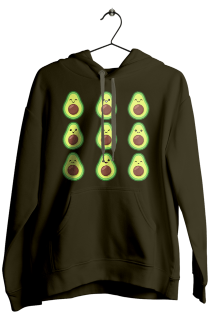 Men`s hoodie with prints Avocado Mood. Avocado, emotion, food. 2070702