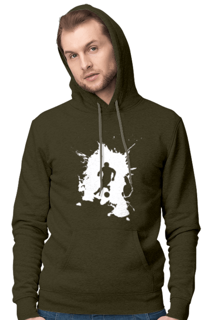 Чоловіче худі з принтом "Футбол у серці". Ворота, гол, збірна, м`яч, перемога, спорт, турнір, україна, футбол, чемпіонат. 2070702