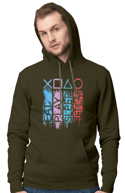 Men`s hoodie with prints Gamepad. Game, gamepad, joystick, playstation, sony. 2070702
