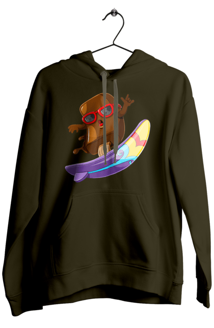 Чоловіче худі з принтом "Мороженко На Серфі". Літо, морозиво, окуляри, серфінг. 2070702