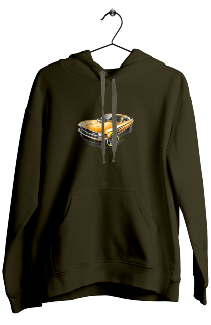 Men`s hoodie with prints Ford mustang. An american legend, cult car, ford mustang, mustang, powerful car, shelby, yellow mustang. 2070702