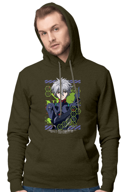 Men's hoodie with prints Evangelion Kaworu. Anime, evangelion, eve, kaworu, kaworu nagisa, manga, neon genesis evangelion, nerve, tv series. 2070702