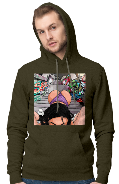 Чоловіче худі з принтом "Дівчина На Колінах Перед Хлопчиною". Гола, жопа, на колінах, смоктати. 2070702