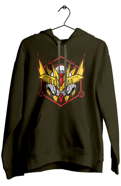 Men's hoodie with prints Gundam Barbatos Lupus Rex. Anime, asw g 08, barbatos lupus rex, game, gundam, manga, robot, video game, war. 2070702