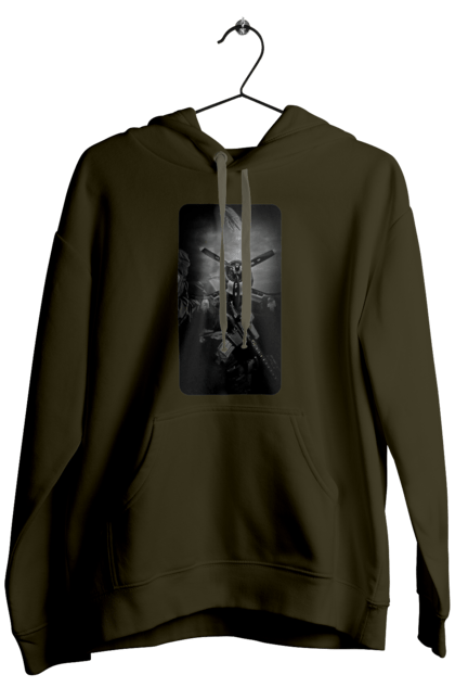 Men`s hoodie with prints Glory of the ZSU. Plane, rifle, soldier, ukraine, victory, weapon. 2070702