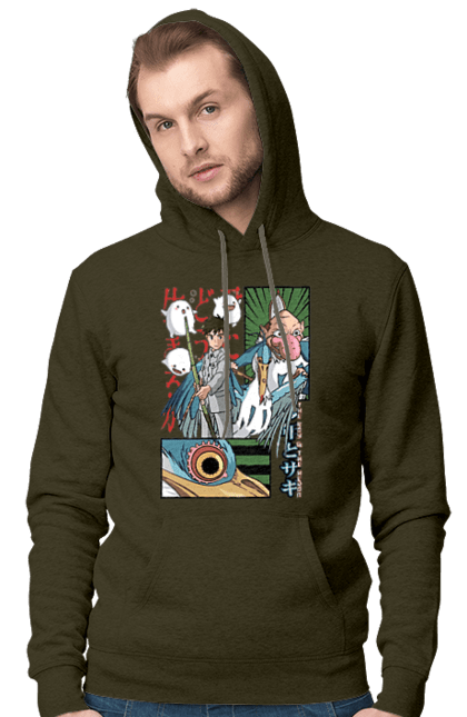 Men's hoodie with prints The Boy and the Heron. Boy and bird, cartoon, ghibli, japan, miyazaki, studio ghibli. 2070702