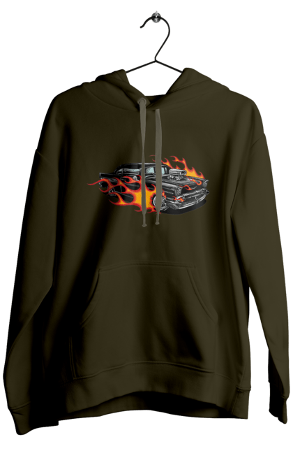 Men`s hoodie with prints Fire Machine. Car. 2070702