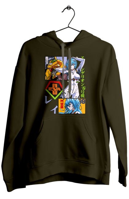 Men's hoodie with prints Evangelion Rei. Anime, evangelion, eve, kaoru, manga, rei ayanami, shinji. 2070702