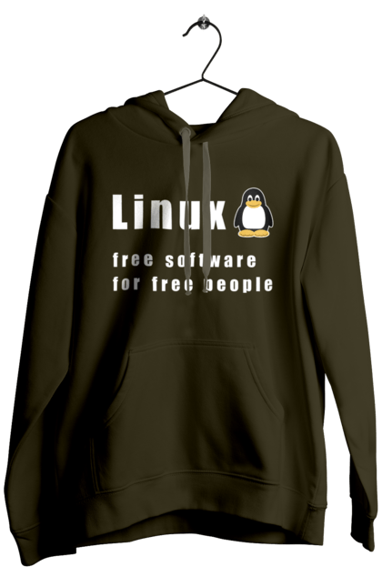 Чоловіче худі з принтом "Linux Вільний Для Вільних". Linux, адміністратор, айті, айтішник, безкоштовна, безкоштовно, білий, вільна, доступність, незалежність, операційна система, ос, пінгвін, програміст, програмне забезпечення, свобода, сервер, сисадмін, система, системний адміністратор, софт, текст. 2070702