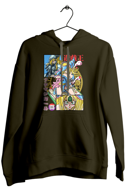 Men's hoodie with prints Yu Gi Oh! Dark Magician Girl. Anime, black magician, dark magician, dark magician girl, manga, yu gi oh, yugio. 2070702