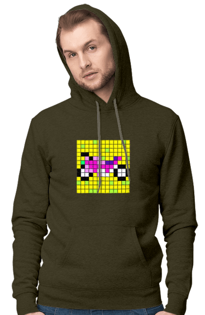 Men`s hoodie with prints Pixel Bike. Bike, bright, color, motorcycle, pixel. 2070702