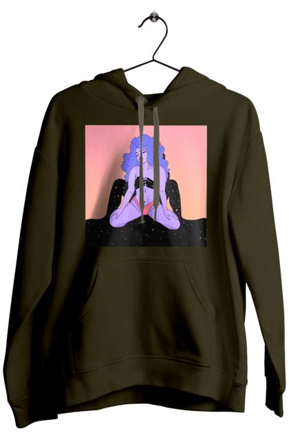 Чоловіче худі з принтом "Фіолетова Дівчина В Трусиках". Інопланетянка, у трусах. 2070702