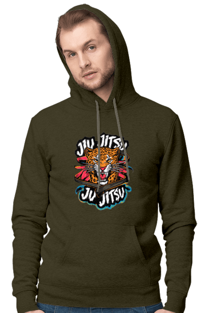 Men's hoodie with prints Jujutsu. Animal, japan, jiu jitsu, jujutsu, leopard, martial arts, ninja, samurai, sport. 2070702