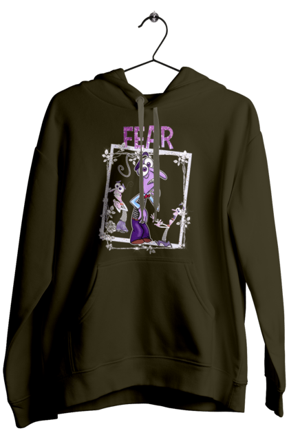 Men's hoodie with prints Inside Out Fear. Cartoon, emotions, fear, inside out, pixar. 2070702